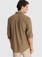 TENCEL TENCEL SHIRT BROWN LONG SLEEVE REGULAR FIT MR. BLUE
