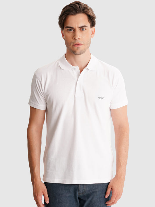 POLO BLANCO MANGA CORTA REGULAR FIT MR. AZUL