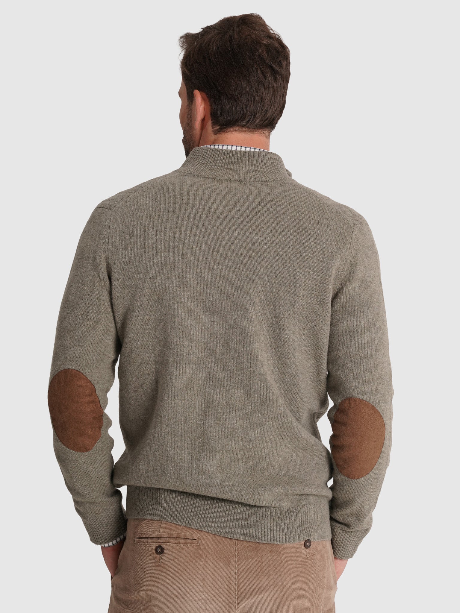 GREEN WOOL PULLOVER WITH REGULAR FIT MR ELBOW PADS. BLUE