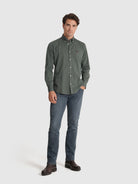 CAMISA ALGODÃO VERDE MANGA COMPRIDA REGULAR FIT MR. BLUE