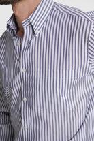 CAMISA ALGODÃO REGULAR FIT AZUL RISCAS MR. BLUE