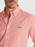 RED LONG SLEEVE REGULAR FIT MR SHIRT. BLUE