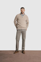 PULLOVER LÃ MERINO REGULAR FIT BEGE LISO MARK BELLUCCI