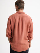 Camisa entallada de lino rosa Mr. Blue