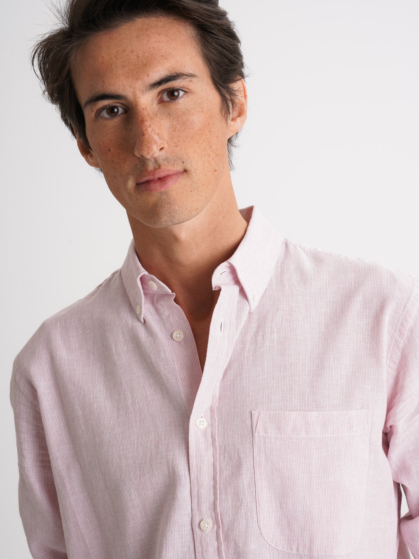 Camisa Regular Fit Linho Rosa Mr. Blue