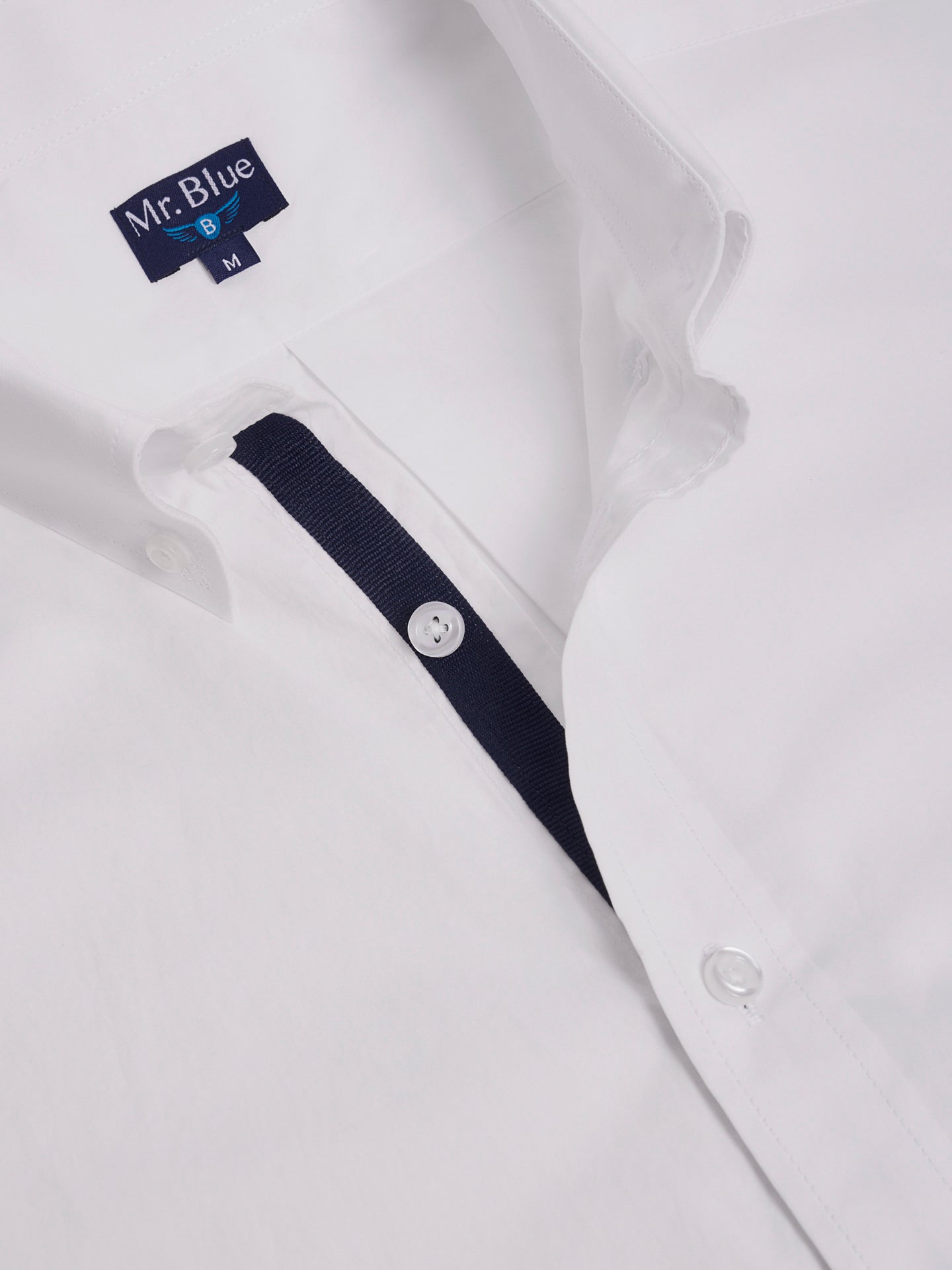 WHITE COTTON SHIRT SHORT SLEEVE REGULAR FIT MR. BLUE