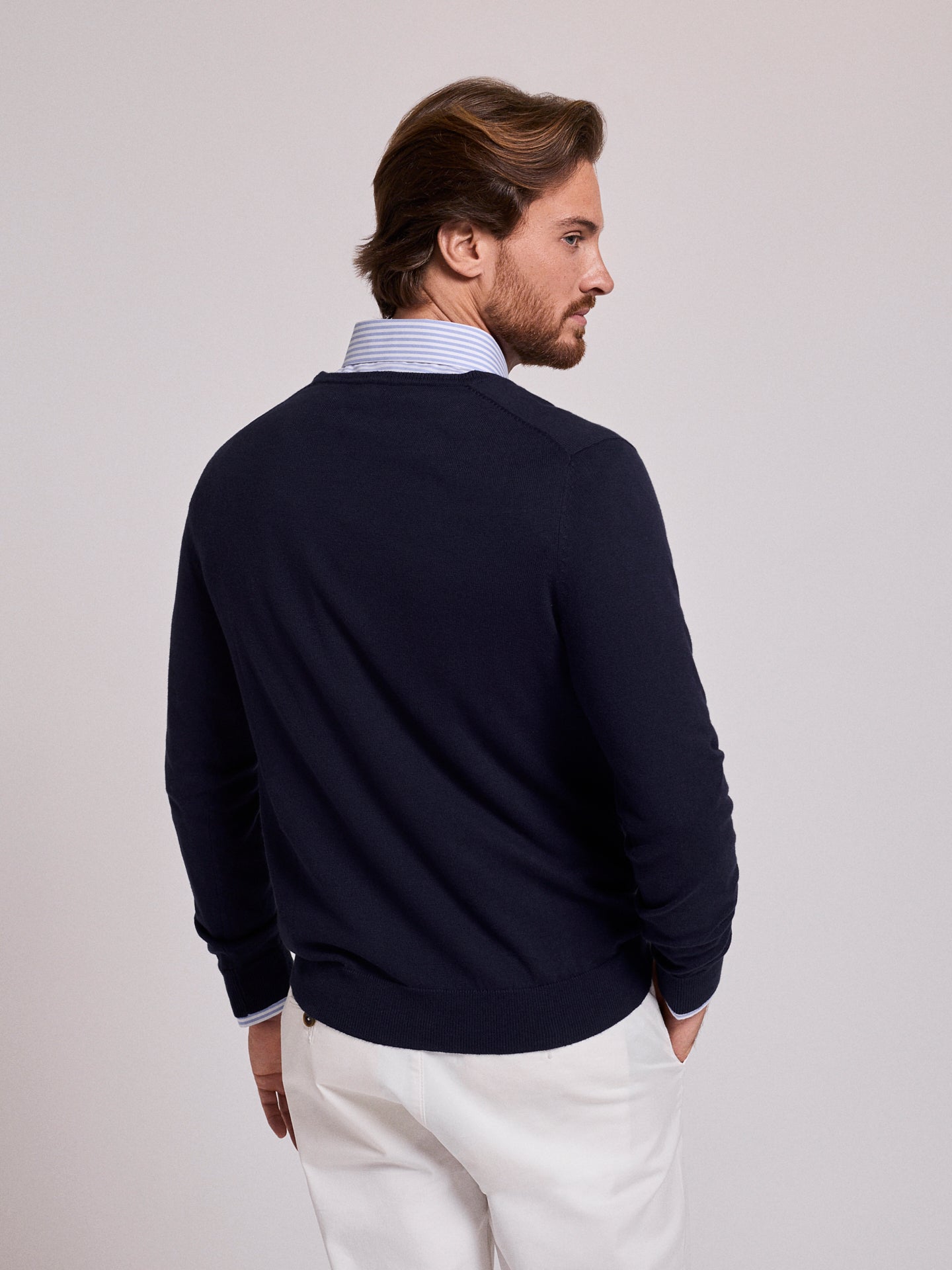 BLUE COTTON PULLOVER LONG SLEEVE REGULAR FIT MR. BLUE