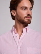 PINK LINEN SHIRT SHORT SLEEVE REGULAR FIT MR. BLUE