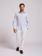 CAMISA LINO AZUL MANGA LARGA SLIM FIT MR. AZUL