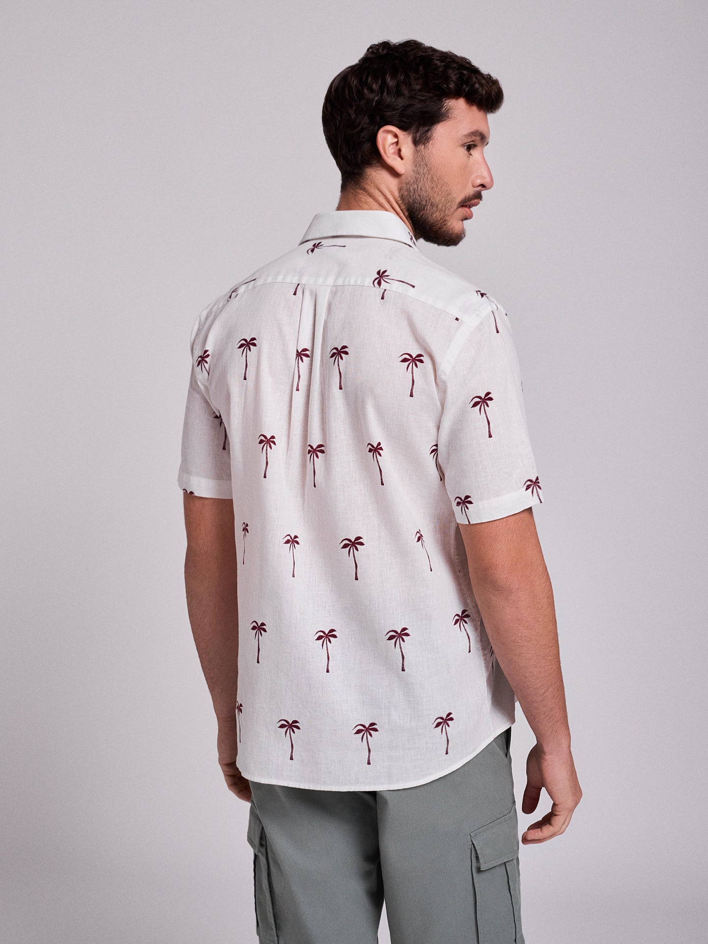 CAMISA LINO ROJA MANGA CORTA REGULAR FIT MR. AZUL