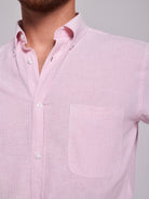 PINK LINEN SHIRT SHORT SLEEVE REGULAR FIT MR. BLUE