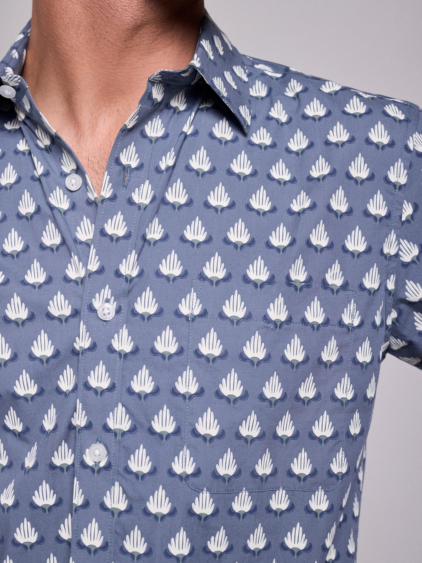 BLUE COTTON SHIRT SHORT SLEEVE REGULAR FIT MR. BLUE