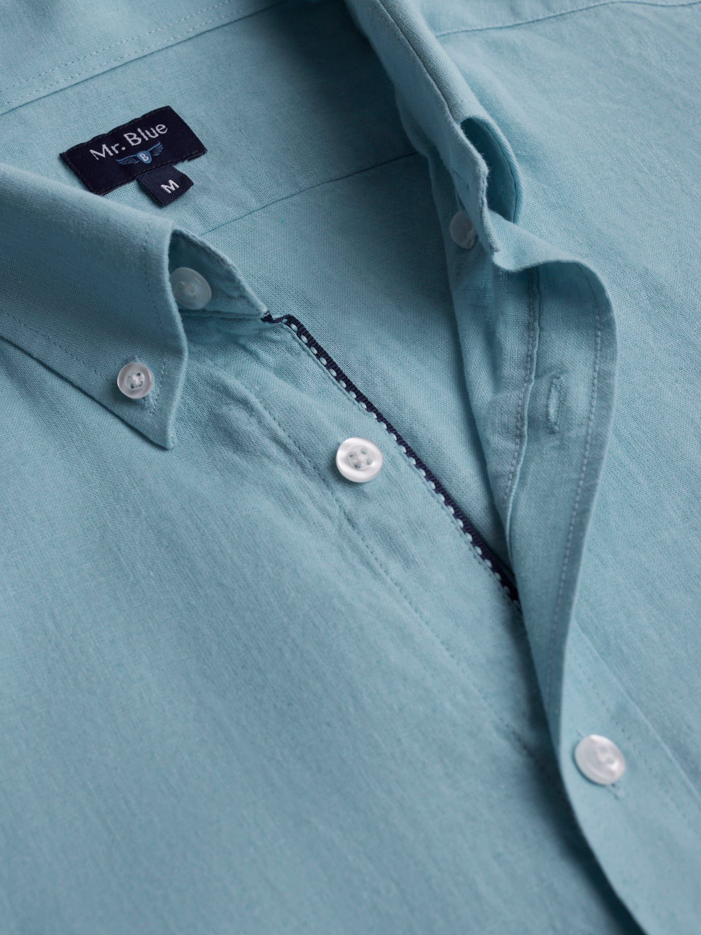 Camisa Regular Fit Linho Azul Mr. Blue