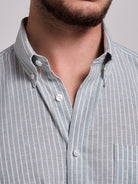 CAMISA LINHO VERDE MANGA CURTA REGULAR FIT MR. BLUE