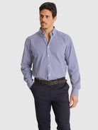 BLUE LONG SLEEVE REGULAR FIT MR SHIRT. BLUE