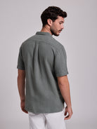 CAMISA LINO VERDE MANGA CORTA REGULAR FIT MARK BELLUCCI