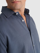 CAMISA ALGODÃO AZUL MANGA COMPRIDA REGULAR FIT MARK BELLUCCI