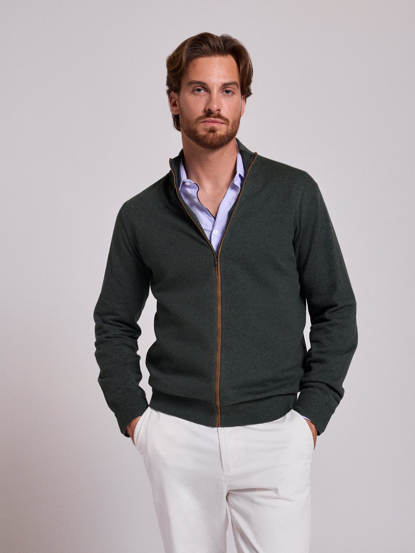 GREEN COTTON PULLOVER LONG SLEEVE REGULAR FIT MR. BLUE
