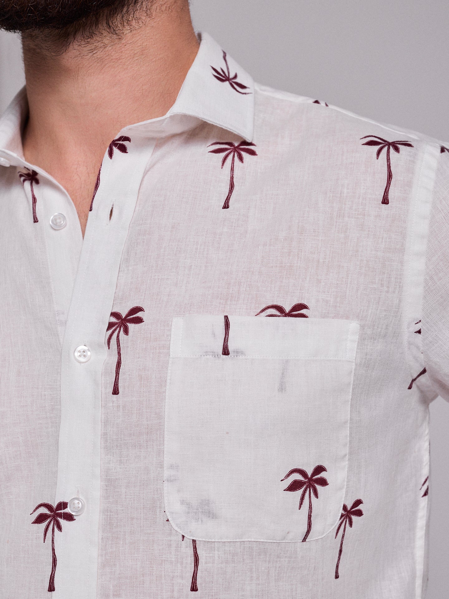 CAMISA LINO ROJA MANGA CORTA REGULAR FIT MR. AZUL