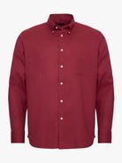 CAMISA LINO BURDEOS MANGA LARGA REGULAR FIT MR. AZUL