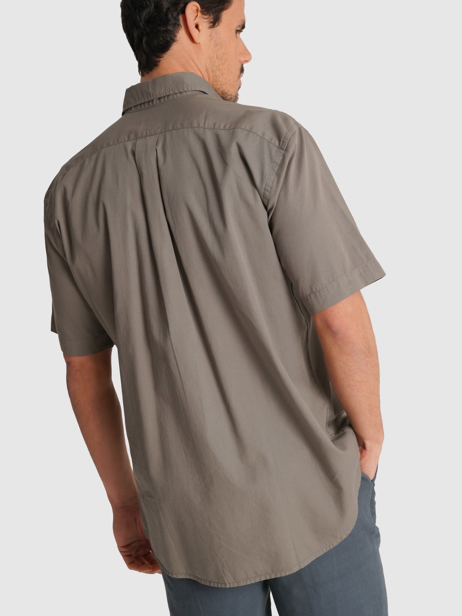 CAMISA SARGA VERDE MANGA CORTA REGULAR FIT MR. AZUL