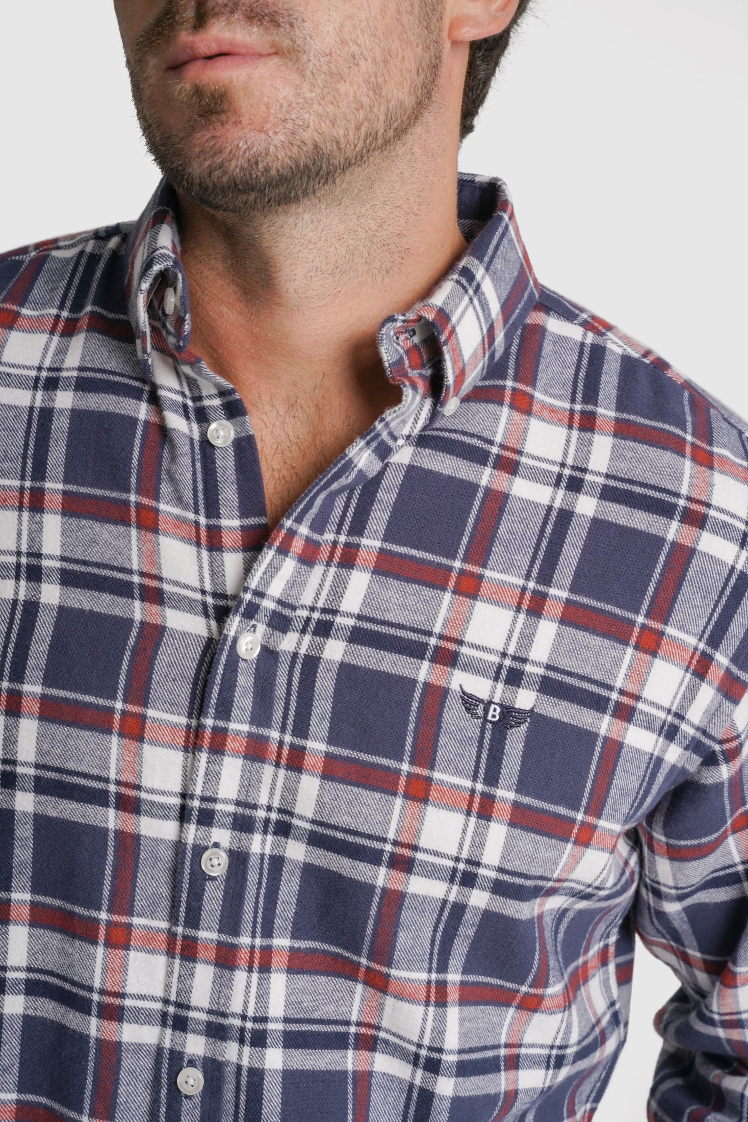CAMISA ALGODÃO REGULAR FIT VERMELHA QUADRADA MR. BLUE