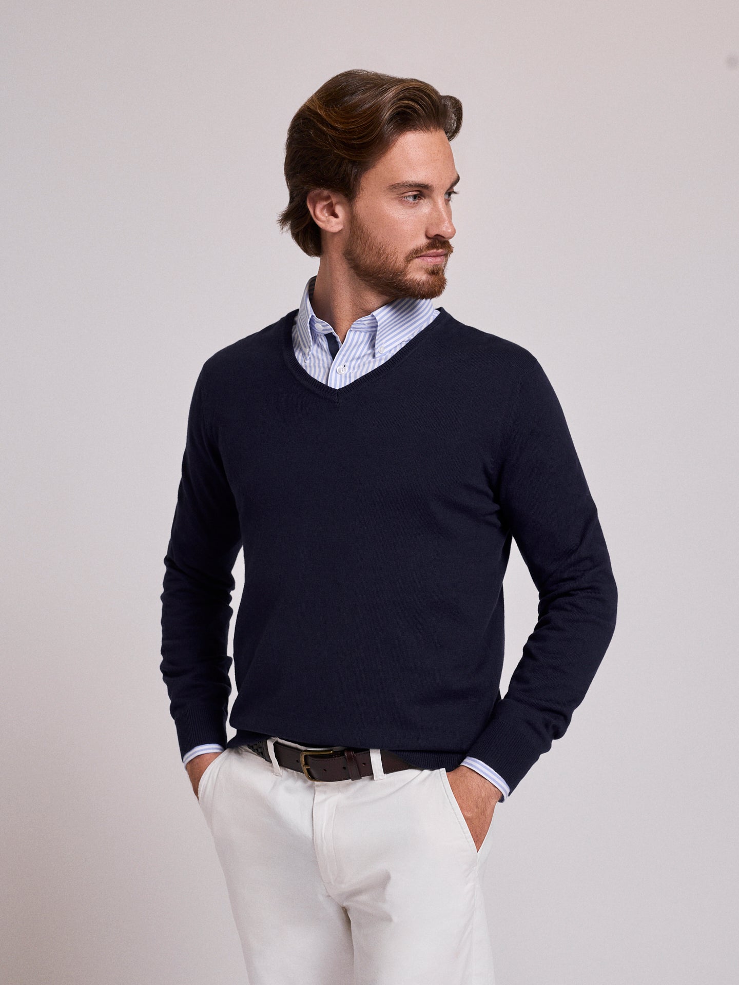 BLUE COTTON PULLOVER LONG SLEEVE REGULAR FIT MR. BLUE