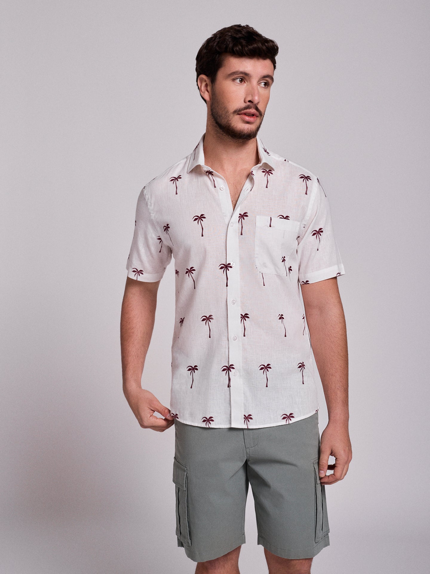 CAMISA LINO ROJA MANGA CORTA REGULAR FIT MR. AZUL