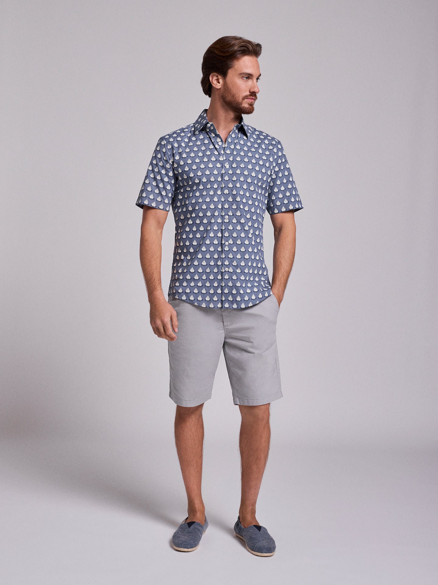 BLUE COTTON SHIRT SHORT SLEEVE REGULAR FIT MR. BLUE