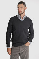 PULLOVER LÃ REGULAR FIT CINZENTO LISO MR. BLUE