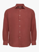 Camisa entallada de lino rosa Mr. Blue