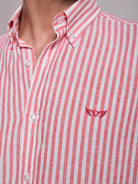 RED LINEN SHIRT LONG SLEEVE REGULAR FIT MR. BLUE