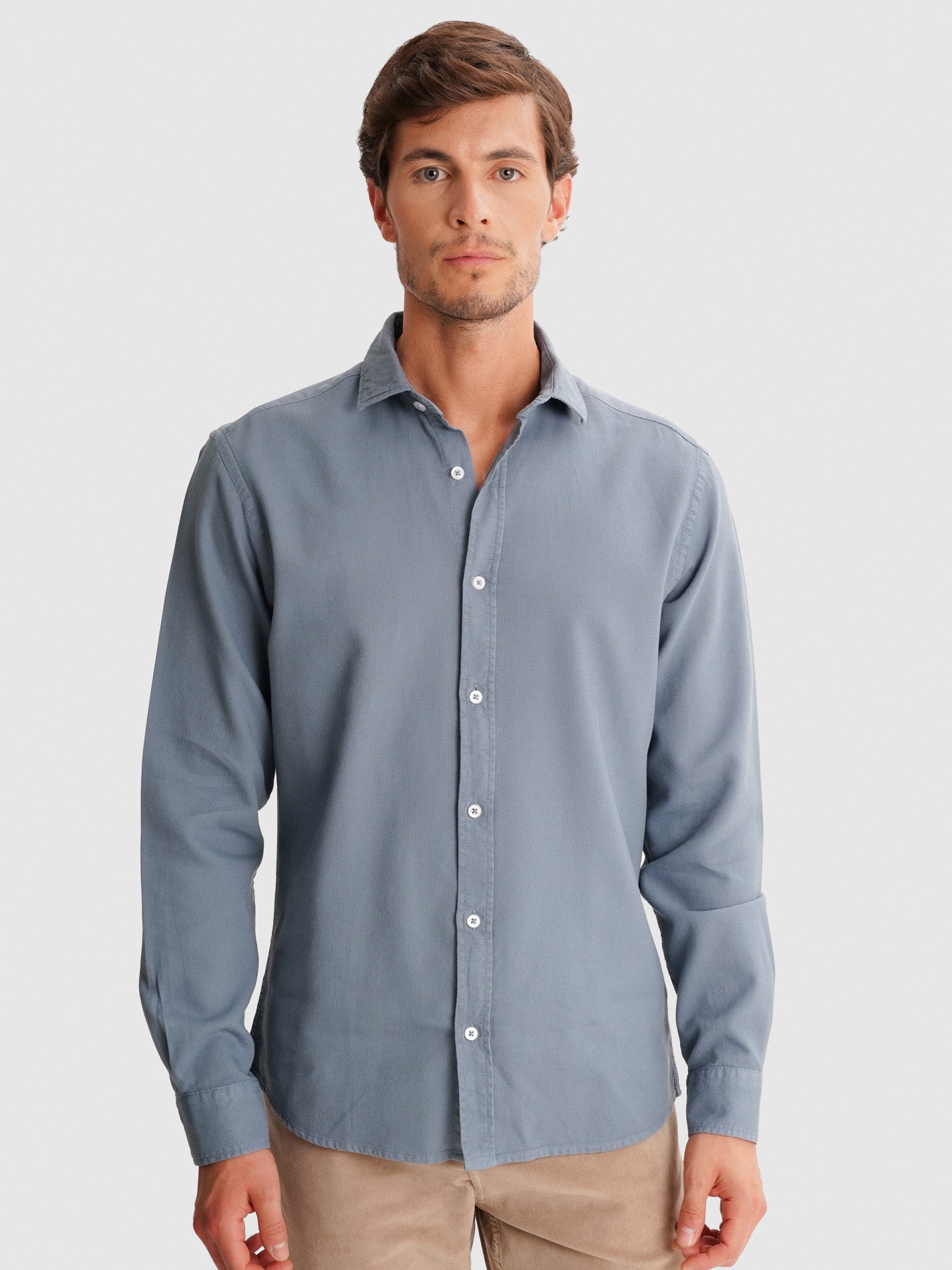 AJUSTE A MEDIDA MR. CAMISA DE ALGODÓN AZUL. AZUL