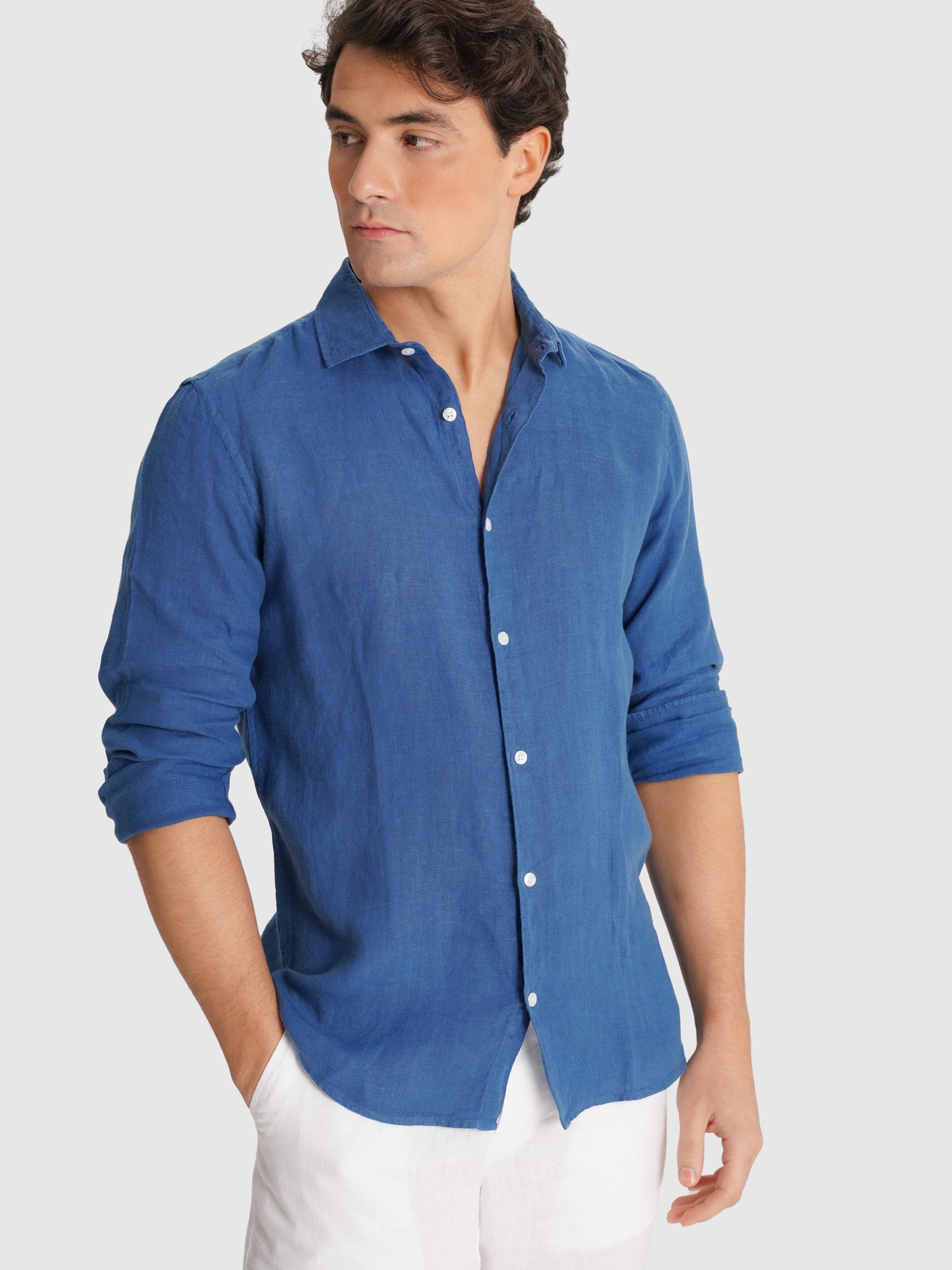 CAMISA AZUL MANGA COMPRIDA TAILORED FIT MARK BELLUCCI