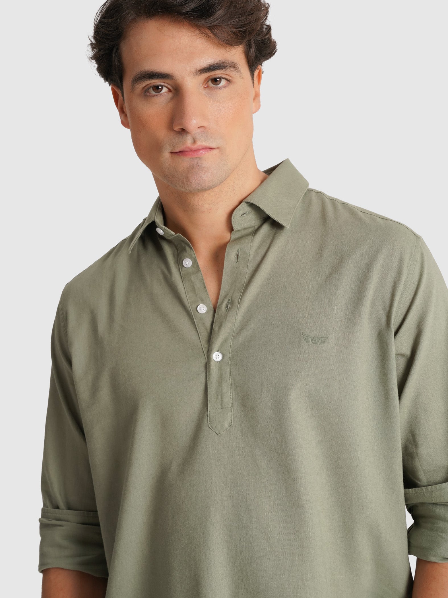 LONG SLEEVE GREEN SHIRT REGULAR FIT MR. BLUE