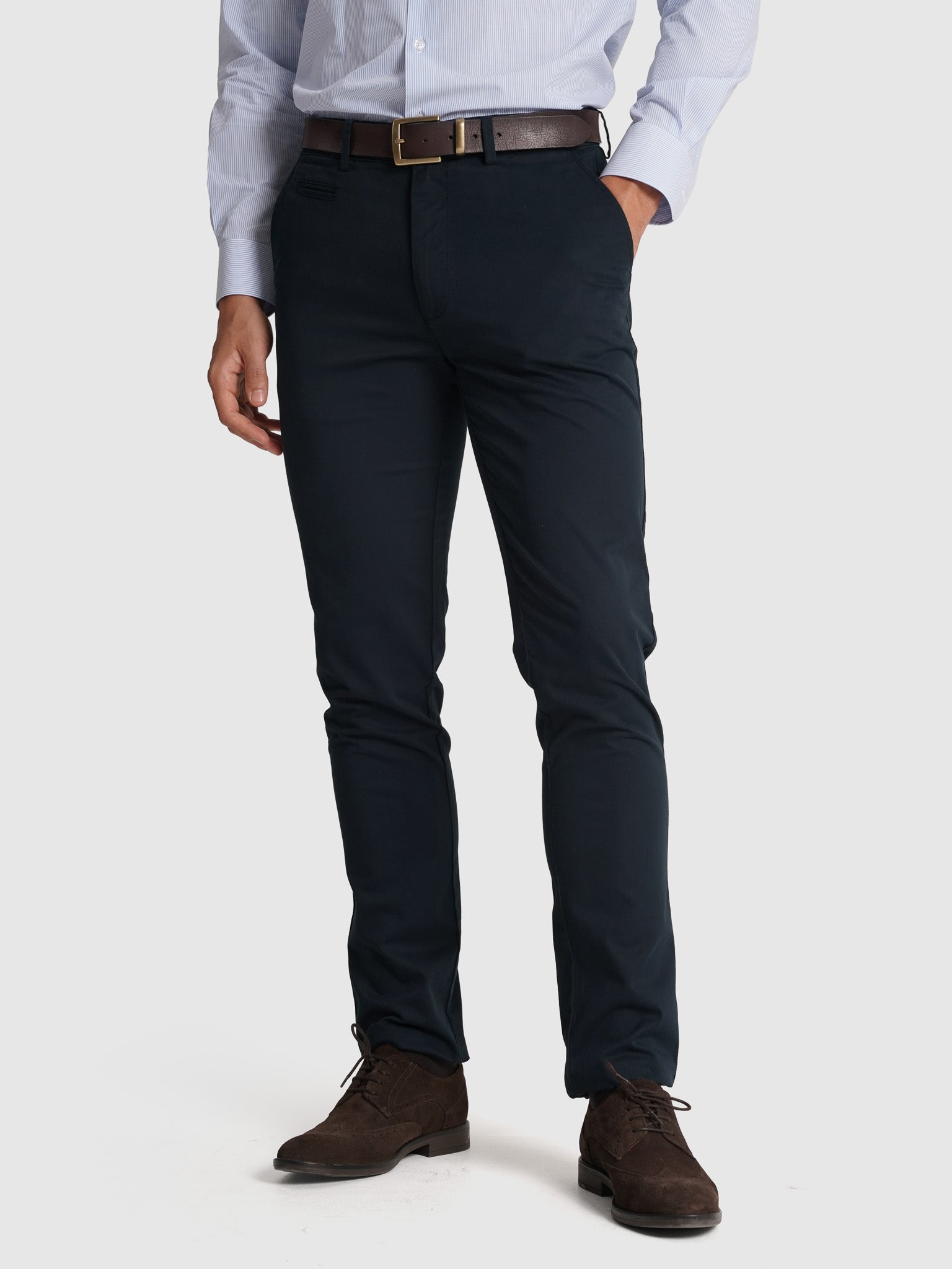 CALÇAS ALGODÃO SLIM FIT AZUIS LISAS MR. BLUE
