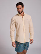 YELLOW LINEN SHIRT LONG SLEEVE REGULAR FIT MR. BLUE
