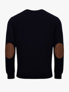 PULLOVER FINO AZUL COM COTOVELEIRA REGULAR FIT MR. BLUE