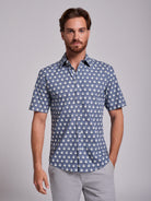 BLUE COTTON SHIRT SHORT SLEEVE REGULAR FIT MR. BLUE