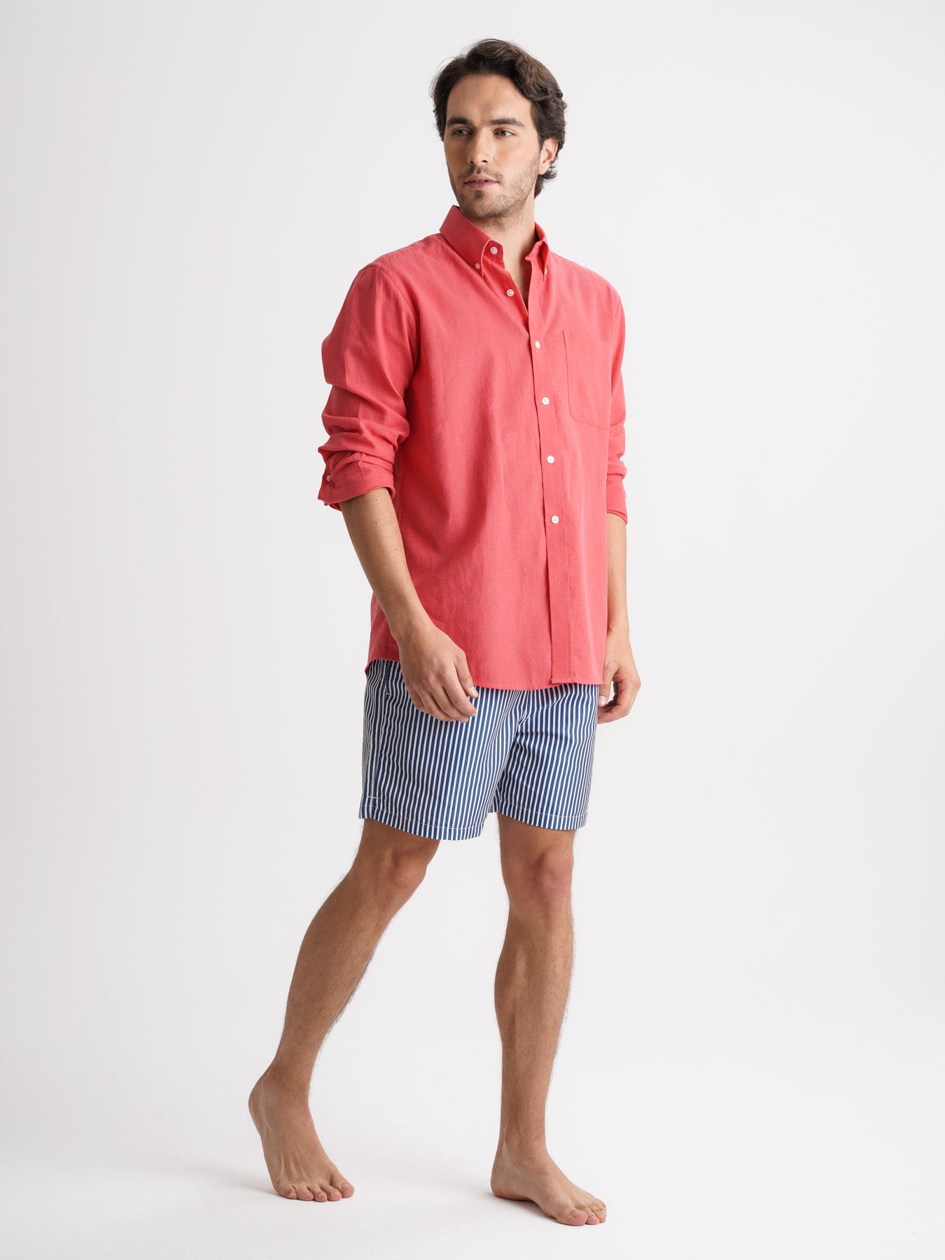 Camisa Regular Fit Linho Rosa Mr. Blue
