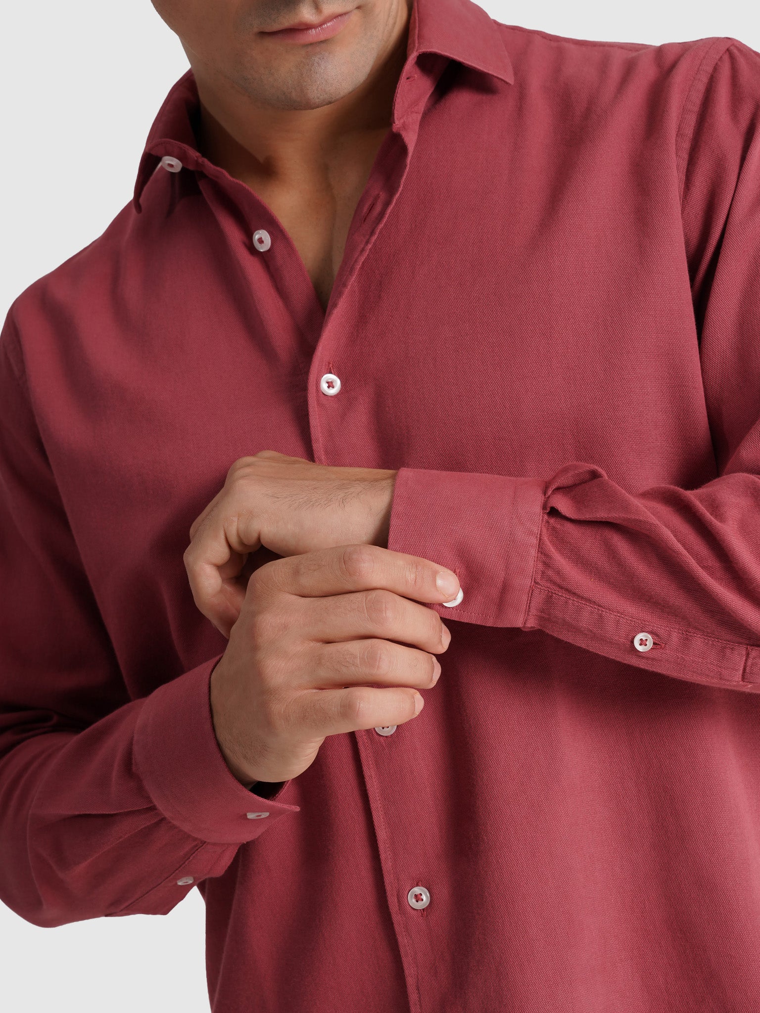 RED COTTON SHIRT LONG SLEEVE REGULAR FIT MARK BELLUCCI