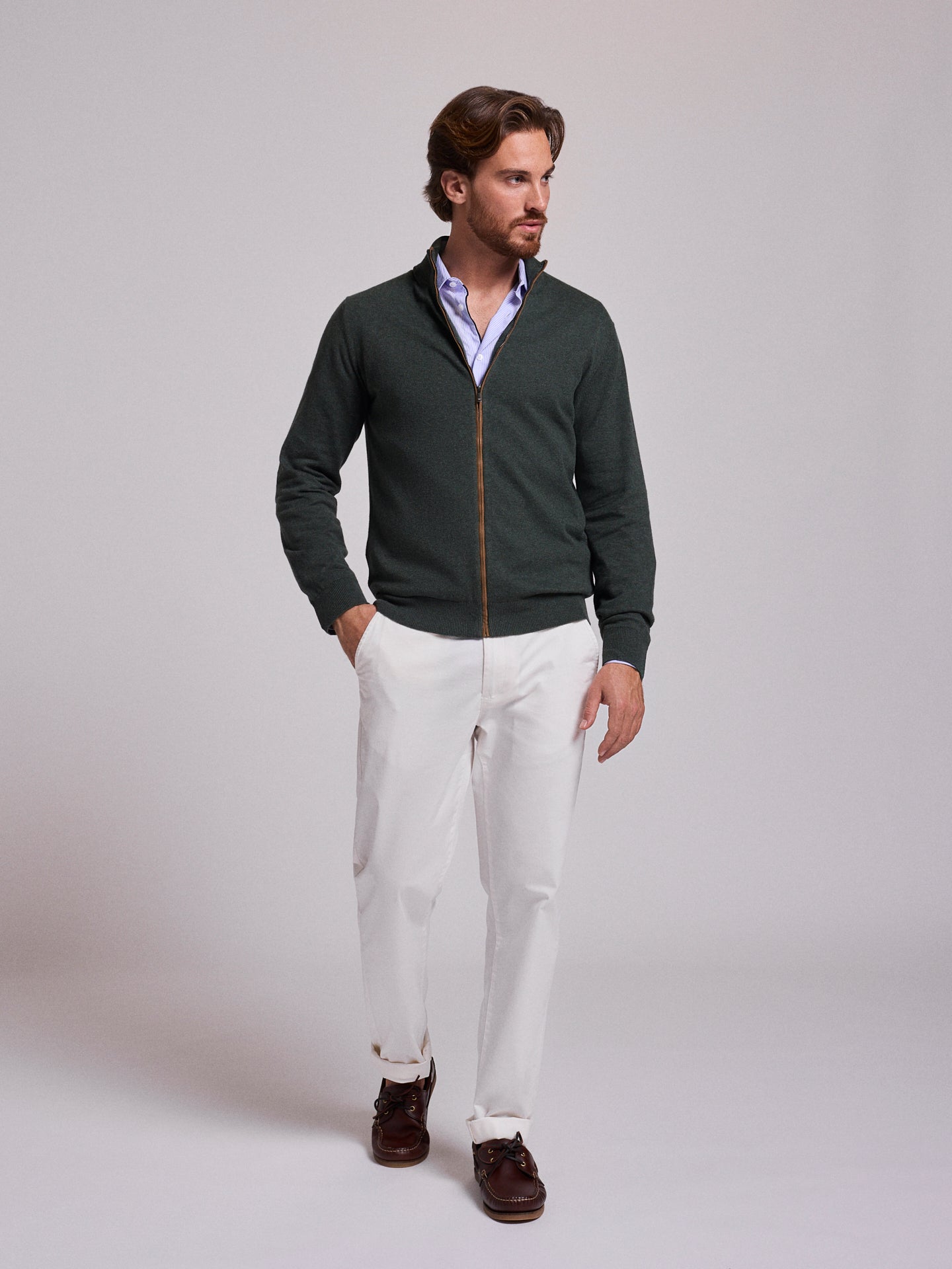 GREEN COTTON PULLOVER LONG SLEEVE REGULAR FIT MR. BLUE