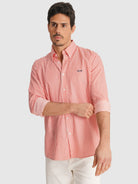 RED LONG SLEEVE REGULAR FIT MR SHIRT. BLUE