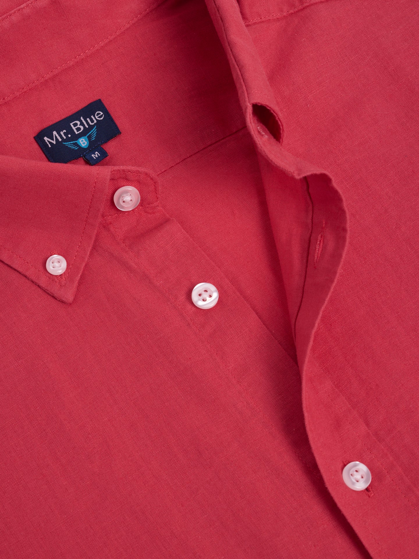 RED LINEN SHIRT SHORT SLEEVE REGULAR FIT MR. BLUE