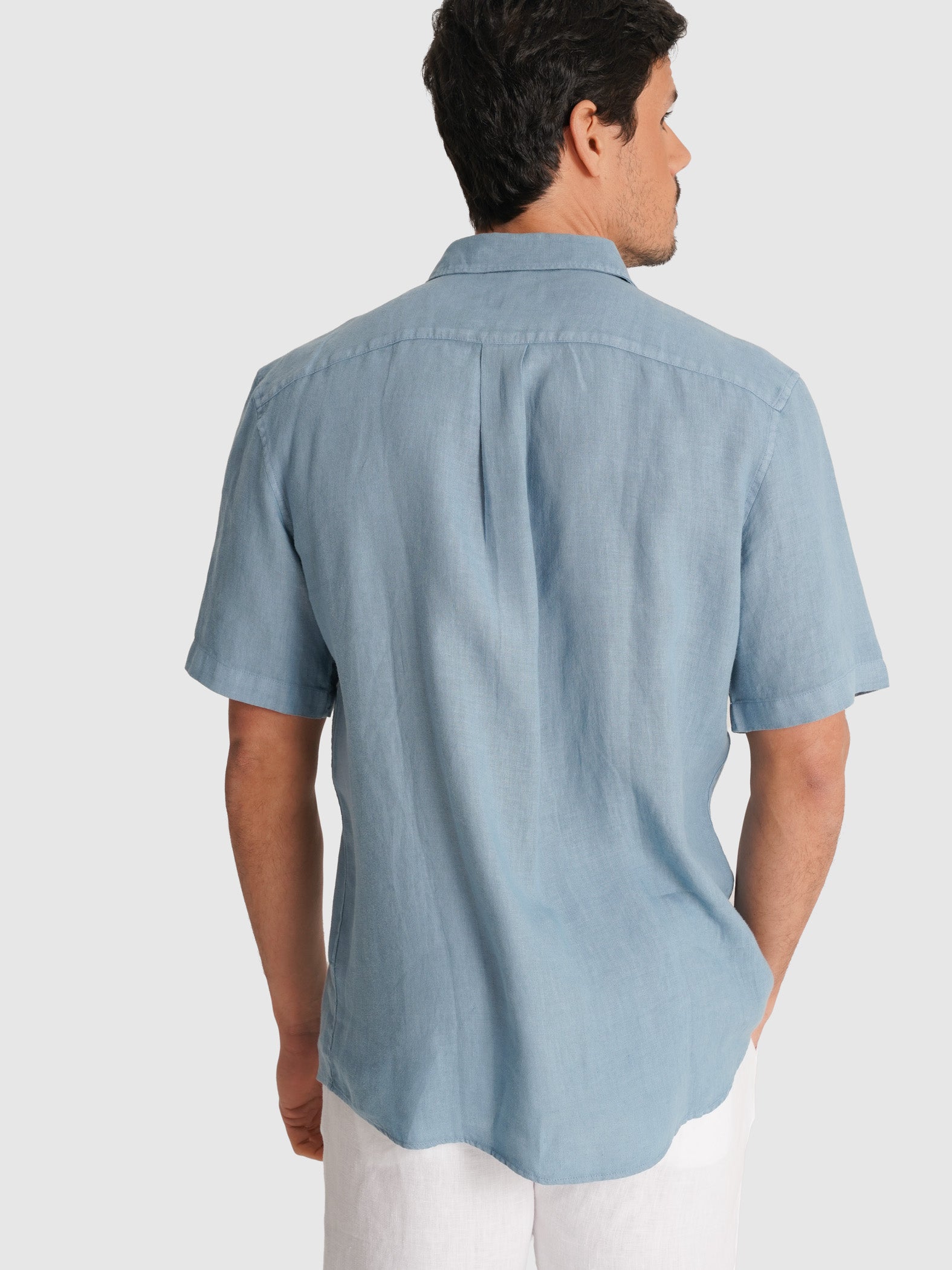 TAILORED FIT SHORT SLEEVE BLUE SHIRT MARK BELLUCCI