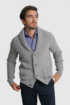 CARDIGAN LÃ MERINO REGULAR FIT CINZENTO LISO MARK BELLUCCI