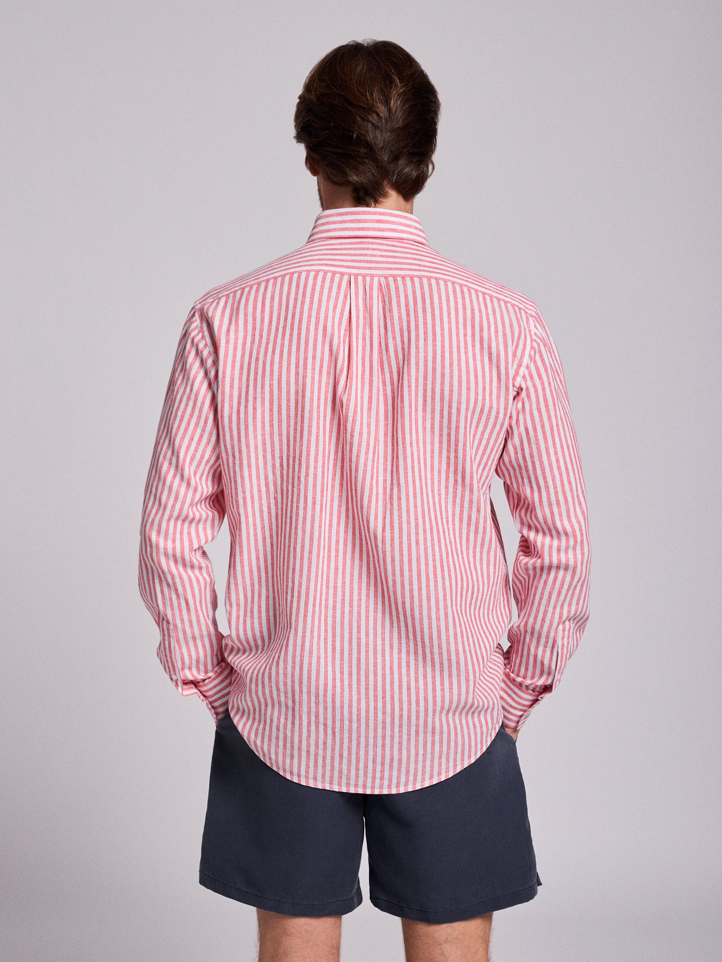 RED LINEN SHIRT LONG SLEEVE REGULAR FIT MR. BLUE