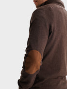 THIN BROWN PULLOVER WITH REGULAR FIT MR ELBOW PADS. BLUE