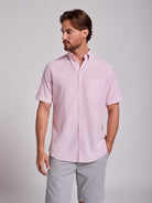 PINK LINEN SHIRT SHORT SLEEVE REGULAR FIT MR. BLUE