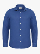 Camisa entallada de lino azul Mr. Blue